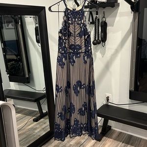 Chelsea & Violet navy and tan dress. Semi formal.